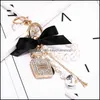 Keychains Fashion Accessories Creative Handmade Diy Diamond per flaska Alloy Bow Pearl Luxury Keychain Pures Charm Pendant YS068 7744674