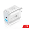 Type c chargeur PD 18W Double Ports Charge Rapide Eu US UK Ac Accueil Voyage Chargeurs Muraux Pour IPhone Samsung Tablet PC JHDS2022