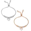 Instyle CZ Stone Heart Love Charm Bracelet Rose Gold Plated 여성을위한 스테인레스 스틸 조정 가능한 팔찌 사용자 정의