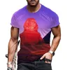 メンズTシャツ2022ファッションレトロスタイルTシャツエジプトの要素3D印刷カジュアル通気性の男性と女性面白い半袖