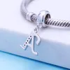 925 Plata Fit Pandora Charm 925 Pulsera A-Z 26 Cuentas de letras inglesas Conjunto de dijes de oro rosa Colgante DIY Joyería de cuentas finas