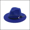 Other Home Garden Ll Fedora Hat Fashion Men Women Jazz Hats Autumn Winter Wide Brim Cap Gentleman Elegant Bowler Dheuh