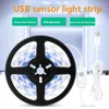 شرائح LED تحت مصباح الشريط الخفيف الخزانة مع مستشعر الحركة اللاسلكي USB منفذ المطبخ السلالم خزانة سرير الجانب