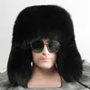 Berretti da esterno 100% vera pelliccia naturale Cappello in pelle di mezza età Uomo Racoon Winter Thicke Tutto il nord-est
