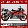 Kit de carénage pour KAWASAKI NINJA ZX4R 400CC ZXR-400 1991 1992 1993 Rouge argenté 94 95 96 Carrosserie 138No.70 ZXR 400 CC ZX-4R ZX 4R Cowling ZXR400 91 92 93 1994 1995 1996 Corps