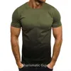Летние рубашки с коротким рукавом для мужчин градиентная футболка тонкая секция свободная столовая одежда негабаритная o шея футболка мужская одежда 220607