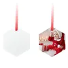 3 polegadas 4style sublimação em branco Pingente de natal de vidro Pingente lateral transferência de calor Decore do festival com fita vermelha para artesanato em casa Decoração de árvore de Natal em casa