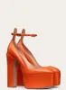 2022 kadın bayanlar gerçek gerçek patent deri elbise ayakkabıları tıknaz yüksek topuklu ayakkabılar platform sandaletler yaz gündelik parti düğün tokası yuvarlak ayak parmakları 34-44