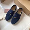 Suede Casual Shoes for Women Round Toe Loafers Mental Decor Chic Leisure Shoe Designer Luxury Brand Flats Slip on Thick Sole Trainers loros with box