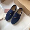 Suede casual schoenen voor dames Loafers met ronde neus Mental Decor Chic Leisure Shoe Designer Luxe merk Flats Slip op dikke zool Trainers loros met doos