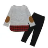 Baby Mädchen Weihnachten Elch Gitter Outfits Kinder Plaid Deer Top + Hosen 2 teile/satz Herbst Mode Boutique Weihnachten Kinder Kleidung Sets