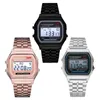 Armbanduhren Luxus F91W Stahlband Watch Retro LED Digital Sport Military Electronic Wrist Clock Ladies Männer PaareWristwatches HECT22