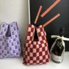 Mini Niche Designer Knitted Checkerboard Pattern Shopping Bags Texture Handbag Casual Tote