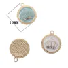 20pcs Cute Small Mix Color Silver /Gold Plated DIY Craft Charms For Kids Enamel Rhinestone Round Shape Crown Pendant Charm For Bracelet /Necklace Making Jewelry