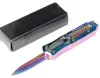 Специальное предложение Автоматический тактический нож 440C Красочный титановый с покрытием двойного действия с двойным действием Цинк-алюминиевый сплав ножи с нейлоновой сумкой