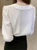 Bloups feminina camisas mulheres mulheres verão elegante tops brancos escritórios mulheres mansas femininas de moda vintage coreana