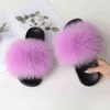 Coolsa New Women's Casual Fur Fur Flip Flops Real Fox Fur Sandals Lady Fluffy Slides Women’s Splush Slippers Slippers G220730