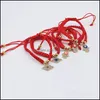 Berlockarmband Smycken Handgjorda Flätade Kina Röd String Ögon Palmpärla Skydd Hälsa Tur Lycka Bi Dhwk6
