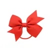 20Pcs/lot Solid Grosgrain Ribbon Bows For Baby Girls Ponytail Holder Hair Bands Elastic Rope Handmade Headband Hair Accessories AA220323
