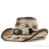 Semplice cappello da sole naturale cavo fatto a mano per uomo donna cappelli estivi personalizzato cappello da spiaggia in paglia da cowboy western Girl