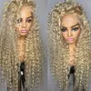Spetsspår 613 Blond Curly Human Hair Wig Full Transparent HD Deep Waval Frontal Brasilian Pre Plucked Front Water Tobi22