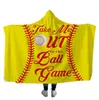 Baseball softbal deken met capuchon deken gooi dekens met kap zachte warme sherpa fleece huisdekens wrap voor kinderen f0620