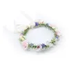 Decorative Flowers & Wreaths Adjustable Flower Headband Hair Wreath Floral Garland Crown Halo Headpiece With Ribbon Boho Wedding FestivalDec