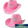 Cappello per donne cowgirl western cowboy cappellini corona rosa ragazza piuma bordo / paillettes luccicanti tiara cowgirl cappelli da festa fedora capspone taps factory prezzo di design esperta
