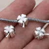 925 sterling silver ciondola fascino 5 pezzi argento placcato trifoglio fiore fortunato perline adatto pandora charms braccialetto accessori gioielli fai da te