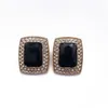 Прямоугольник -шпилька черные стеклянные камни Серьги высококачественных вечеринок изящные украшения для женщин effi22