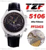 TZF Complicações 5106 Sky Moon Celestial A240 Automático Relógio de aço Caixa de aço Black Dial Strap Super Edition Relógios PureTime F025G7