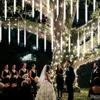 Strings Light String 8 Tubes 30cm 50cm Meteor Shower Fairy Lights Outdoor Garden Christmas Tree Holiday Garland Wedding DecorationLED LED