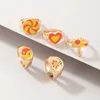 Klusterringar 5st/sätter färgglada svamp Tai Chi Joint Ring Set för kvinnor Pretty Flowers Geometry Alloy Metal Party Jewelry 19895