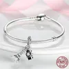 925 Perle di fascino d'argento ciondolano il viaggio Torre Eiffel Unicorno ciondola il branello Pandora Charms Bracciale Accessori gioielli fai da te