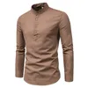 Men's TShirts Autumn Winter Long Sleeve Men t Oversized Stand Collar Business Blouses Soild Casual Work Top Male Brand Clothes 230206