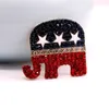 Blue Crystal Vintage Elephant Brooches for Women High Grade Fashion republican mark Brooch Pins Coat Accessories Animal Jewelry Gifts