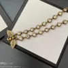 Designer halsband smycken lyx diamant jubileum gåva guld bi hänge 14k guld mode initial hänge halsband för kvinnor s274c
