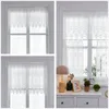 Cortinas cortinas de linho curto para banheiro de cozinha estante comprovante de molde de molde de instalação fácil bordado branco proporciona compra em massa