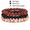 Pingentes 6mm Pulseira de Pedra Natural Conjuntos 3 Pçs / Set Rhodonite Rosa Rosa Quartzs Turquois Ametistas Pulseiras de Hematita para Mulheres Homens Jóias