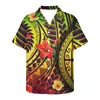 4XL Sexy Vrouwen Uit De Schouder Jurk En Mannen Shirt Rood Paar Hawaii Polynesische Plumeria Prints Club Party Kleden Dropship 220627