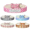 Dog Collars & Leashes Adjustable Plaid Rhinestone Pet Collar PU Leather For Small Medium Large Cat Dogs Puppy Accessory Custom ProductDog