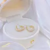 Hoop Huggie Real Gold Luxury Earring Inlaid Pearls Simple Temperament Ear Ring Fashion Exquisite Pendant For Women Charm Earringshoop