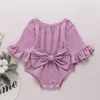 born Infant Baby Girls Romper Cotton Flare Sleeve Baby Playsuit Jumpsuit Infant Bowknot Rompers Onepiece Clothes 220707