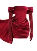 Bury Draping Off Shoulder Corset Dress Sexy Velvet Slim Bodycon Mini Dres Short Sleeve Fashion Evening Club Dres 220509