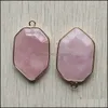 Arts And Crafts 32Mmx22Mm Natural Rose Quartz Stone Charms Section Shield Shape Golden Connector Pendants For Jewelry Makin Sports2010 Dhsfc