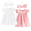 Dziewczyna sukienki Girl's Summer Baby Cotton Bodysibus Sukienka duże ucha Teania Niemowlęta Lolita Casualne ubrania Urodzone 3m 6m 1t Prezent Girl's