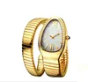 Популярные женские кварцевые часы, модные 33 мм из нержавеющей стали, золотая пластина для часов, водонепроницаемая, для девочек, со змеей, с бриллиантами moissani2329