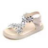 Princess Rhinestone Kids Girls Fashion Sundals Summer 2022 New Chic Soft Disual Shoes Hook Loop Shoils for Party Beach G220512