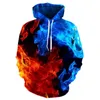Herrtröjor tröjor fashionabla mäns hoodie 3D -tryck färgglada flammönster vår och höststil hiphop personlighet vild