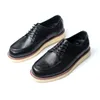 Vintage Leather Toe Layer Cowhide Men's Platform Shoes Casual Men